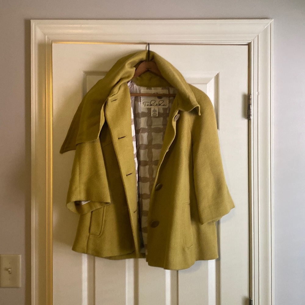 Anthropologie Yellow Swing Coat sz S